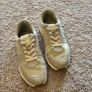 TOMS Beige and Light Green Trvl Lite Sneakers